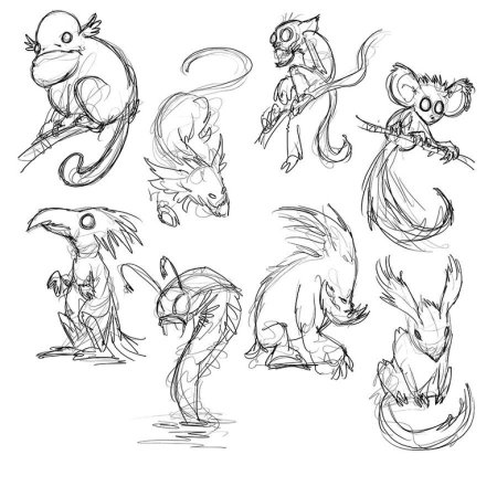 Мифические существа карандашом