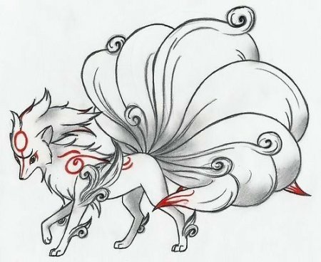 Мифические существа рисунки Кицунэ