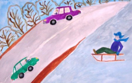 Рисование по правилам дорожного движения зимой