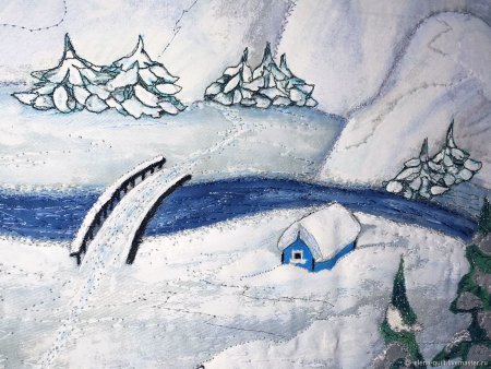 Зимний пейзаж цветными карандашами