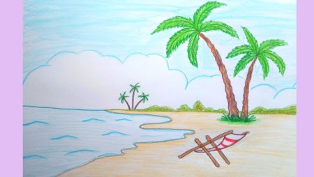 Морской пейзаж рисунок карандашом