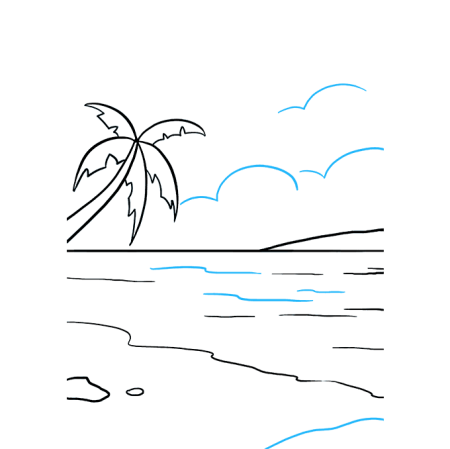 Раскраска море и пляж