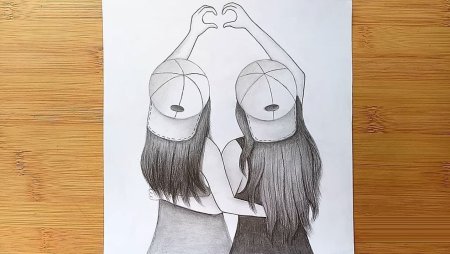 Рисунки карандашом подруги