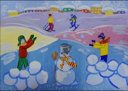 Рисунок на тему зимние каникулы