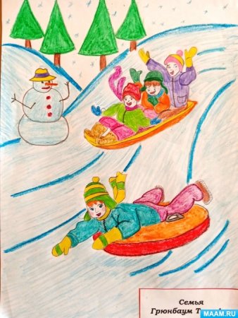 Как нарисовать рисунок на тему зимние забавы