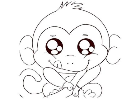 Рисунок обезьяны для детей для срисовки