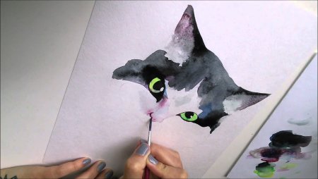 Уроки рисования акварелью кота