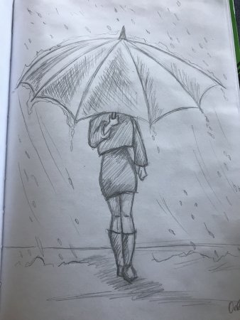 Девушка с зонтом рисунок карандашом