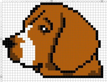 Рисование по клеткам собака