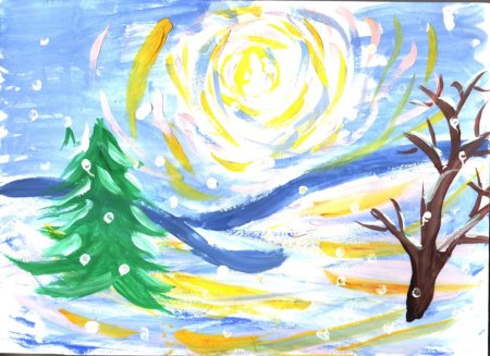 Рисунок зимнего леса