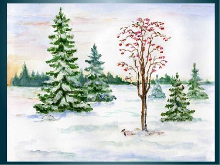 Зимний пейзаж карандашом легкий