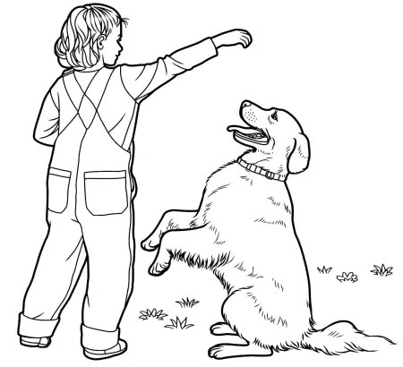 Человек и друг собака раскраска