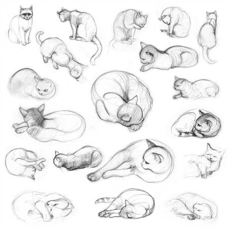 Кот лежит референс