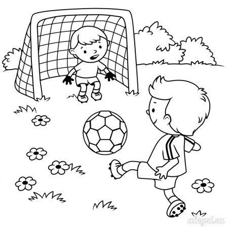 Мяч в воротах раскраска для детей