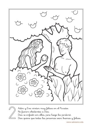 Адам и ева для детей иллюстрация из Библии