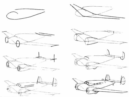 Самолёт рисунок карандашом