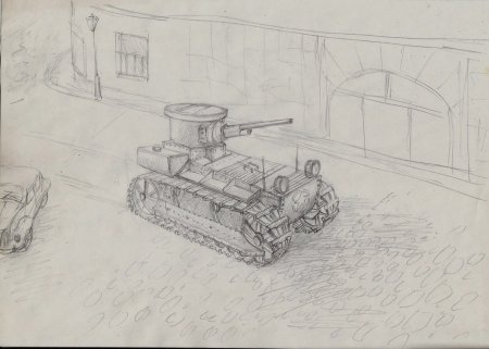 Как нарисовать танк т 34 спереди