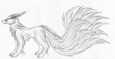 Волк с крыльями карандашом