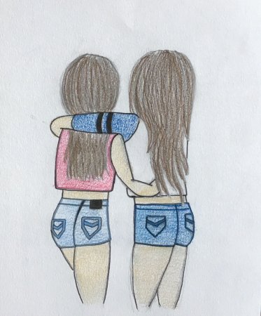 Рисунки для срисовки две подруги