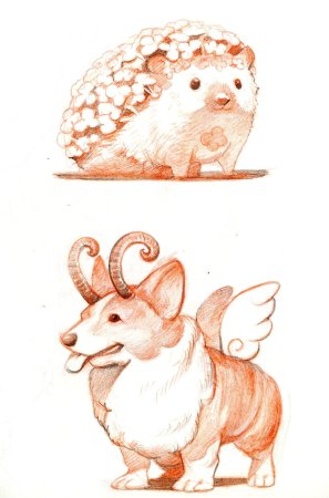 Выдуманные животные карандашом