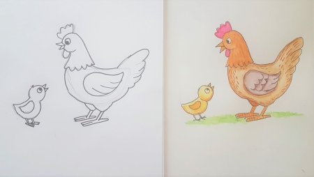 Курица рисование для детей