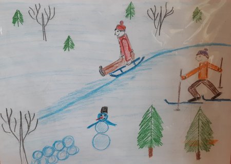 Рисование зимние развлечения