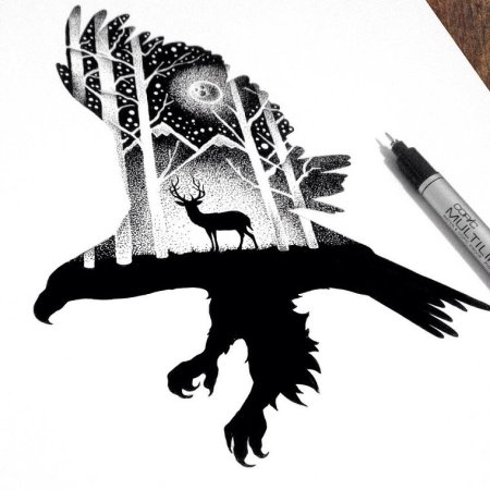 Рисунки маркером черным