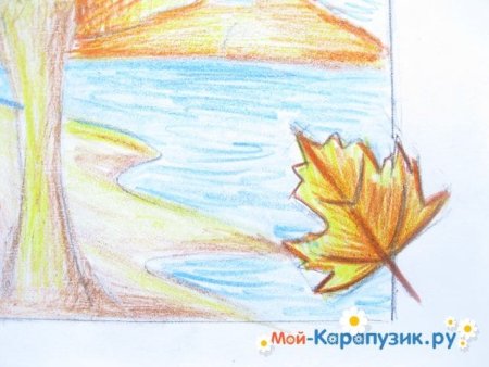 Рисунок на тему осенний пейзаж карандашом