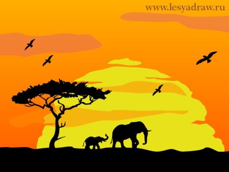 Африканский пейзаж рисунки