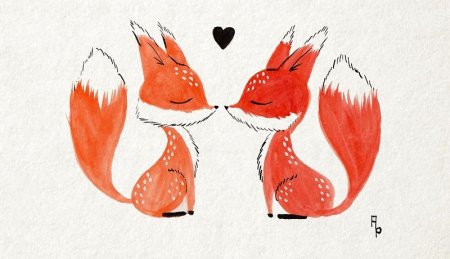 Влюбленные лисы арт