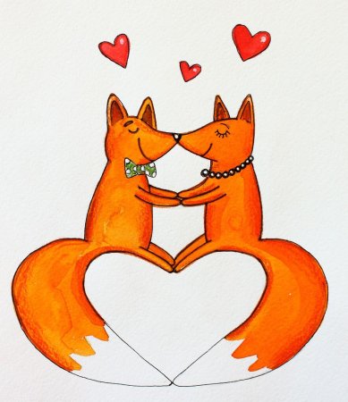 Лисы с сердечками