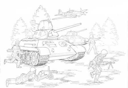 Танк т-34 рисунок карандашом