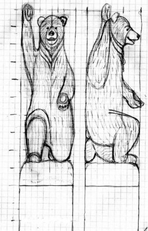 Мишка эскиз для резьбы по дереву