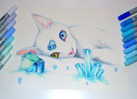 Котенок скетч маркерами