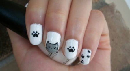 Маникюр с котами лёгкий