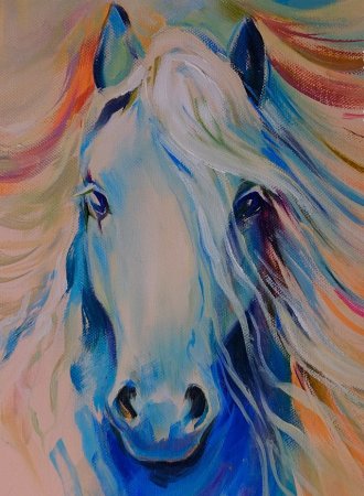 Единорог пастелью