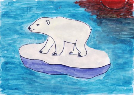 Рисунок белого медведя из красной книги