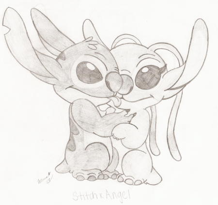 Рисунки Стича для срисовки карандашом легкие