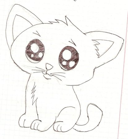 Лёгкий рисунок котёнка для срисовки