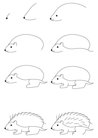 Поэтапное рисование ежа