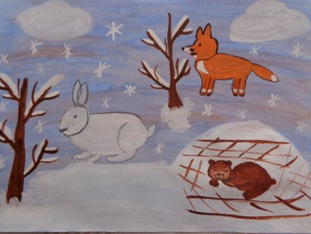 Зимние рисунки животных