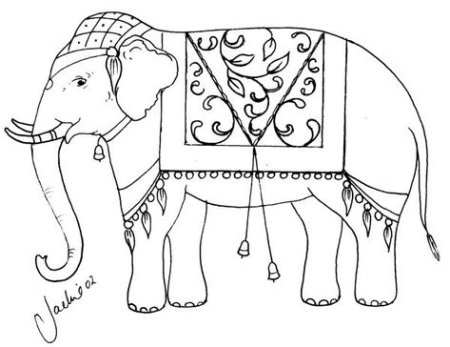 Индийский Слоник раскраска