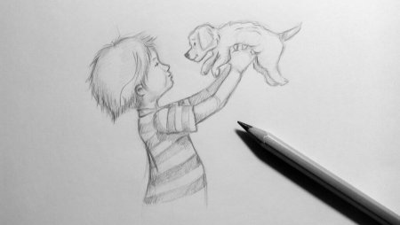 Человек и животное карандашом