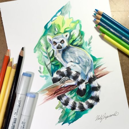 Рисунки маркерами животные