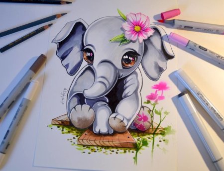 Кот скетч маркерами