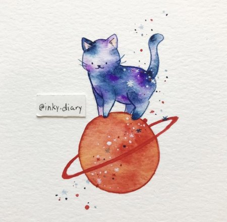 Рисунки акварелью котики лёгкие