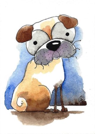 Смешные собаки акварелью