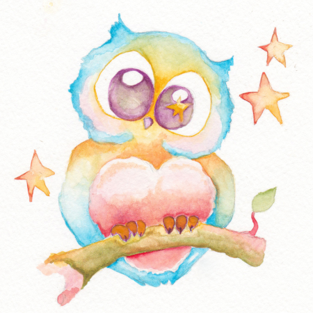 Сова акварелью для детей