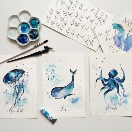 Ежик акварель