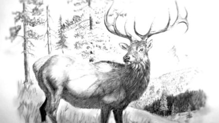 Охотничьи пейзажи карандаш